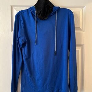 Blue Hooded Long Sleeve Shirt